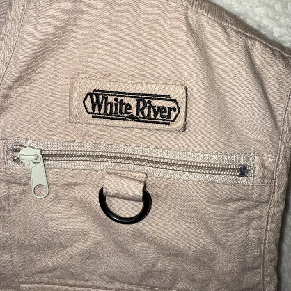 White River Fly Trout Fishing Outdoor Khaki Tackle Bait Vest Large Pockets - Picture 3 of 6